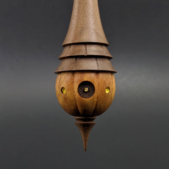 Pumpkin wee folk spindle in osage orange and walnut