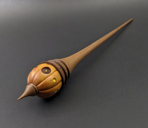 Pumpkin wee folk spindle in osage orange and walnut