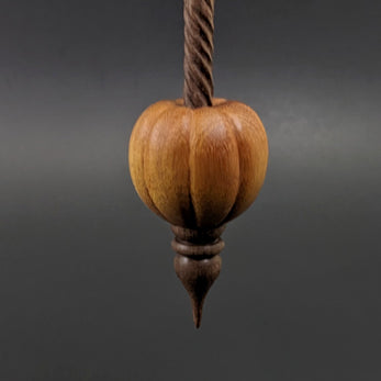 Pumpkin bead spindle in osage orange and walnut