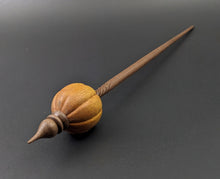 Load image into Gallery viewer, Pumpkin bead spindle in osage orange and walnut