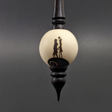 Bead spindle in holly and ebonized walnut