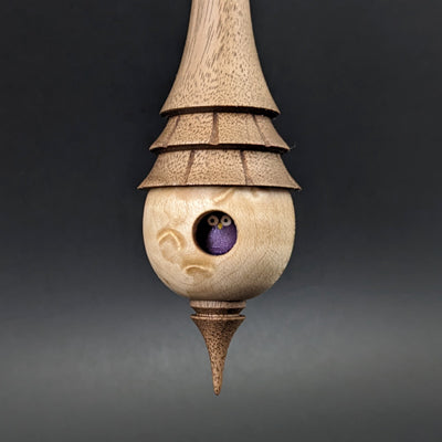 Birdhouse spindle in birdseye maple and walnut