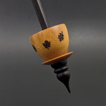 Teacup spindle in osage orange and ebonized walnut