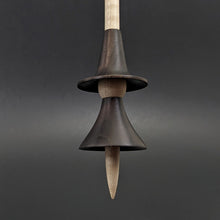 Load image into Gallery viewer, Witch spindle in ebonized walnut and curly maple