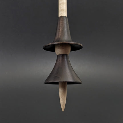 Witch spindle in ebonized walnut and curly maple