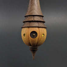 Load image into Gallery viewer, Pumpkin wee folk spindle in osage orange and walnut