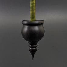 Load image into Gallery viewer, Cauldron spindle in African blackwood and hand dyed curly maple