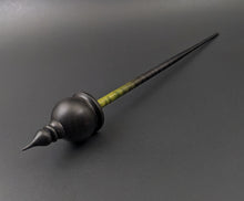 Load image into Gallery viewer, Cauldron spindle in African blackwood and hand dyed curly maple