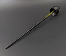 Load image into Gallery viewer, Cauldron spindle in African blackwood and hand dyed curly maple