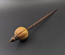 Load image into Gallery viewer, Pumpkin bead spindle in osage orange and walnut