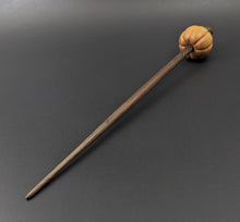 Load image into Gallery viewer, Pumpkin bead spindle in osage orange and walnut