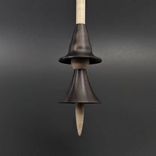 Load image into Gallery viewer, Witch spindle in ebonized walnut and curly maple