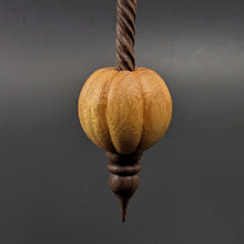 Load image into Gallery viewer, Pumpkin bead spindle in osage orange and walnut