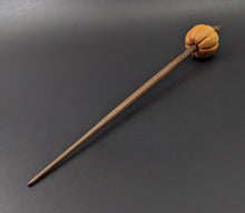 Load image into Gallery viewer, Pumpkin bead spindle in osage orange and walnut