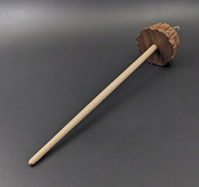 Load image into Gallery viewer, Toadstool stump drop spindle in walnut and curly maple