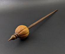 Load image into Gallery viewer, Pumpkin bead spindle in osage orange and walnut