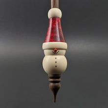Load image into Gallery viewer, Snowman support spindle in holly, hand dyed curly maple, and walnut