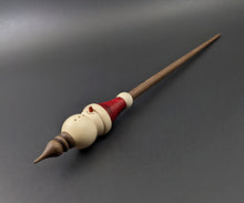 Load image into Gallery viewer, Snowman support spindle in holly, hand dyed curly maple, and walnut