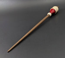 Load image into Gallery viewer, Snowman support spindle in holly, hand dyed curly maple, and walnut