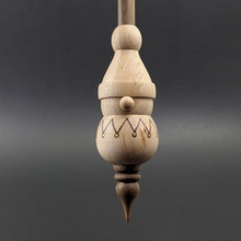 Load image into Gallery viewer, Santa's little helper spindle in maple and walnut