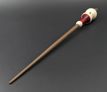 Load image into Gallery viewer, Snowman support spindle in holly, hand dyed curly maple, and walnut
