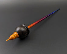 Load image into Gallery viewer, Cauldron spindle in African blackwood and hand dyed curly maple