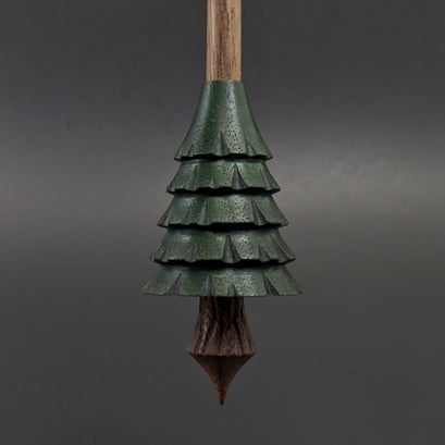 Pine tree spindle in hand dyed walnut and walnut