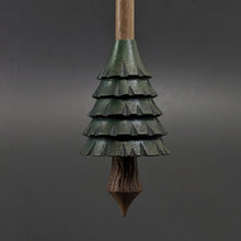 Load image into Gallery viewer, Pine tree spindle in hand dyed walnut and walnut