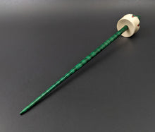 Load image into Gallery viewer, Cauldron spindle in holly and hand dyed curly maple