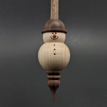 Load image into Gallery viewer, Snowman support spindle in curly maple and walnut