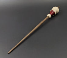 Load image into Gallery viewer, Snowman support spindle in holly, hand dyed curly maple, and walnut