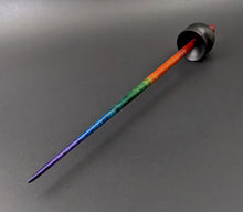 Load image into Gallery viewer, Cauldron spindle in African blackwood and hand dyed curly maple