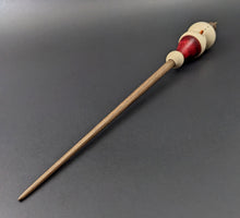 Load image into Gallery viewer, Snowman support spindle in holly, hand dyed curly maple, and walnut