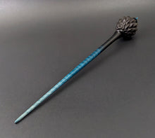 Load image into Gallery viewer, Dragon egg bead spindle in African blackwood and hand dyed curly maple