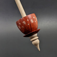 Load image into Gallery viewer, Teacup spindle in redheart and curly maple