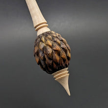 Load image into Gallery viewer, Dragon egg bead spindle in cocobolo and curly maple