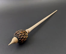 Load image into Gallery viewer, Dragon egg bead spindle in cocobolo and curly maple