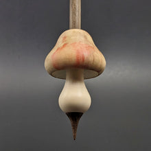 Load image into Gallery viewer, Mushroom support spindle in flame box elder, holly, and walnut