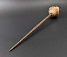 Load image into Gallery viewer, Mushroom support spindle in flame box elder, holly, and walnut