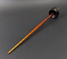 Load image into Gallery viewer, Cauldron spindle in African blackwood and hand dyed curly maple