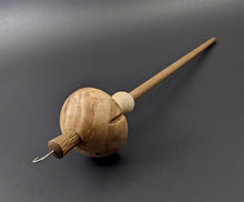 Load image into Gallery viewer, Mushroom drop spindle in maple burl, curly maple, and walnut