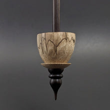 Load image into Gallery viewer, Teacup spindle in spalted maple and ebonized walnut