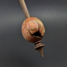 Load image into Gallery viewer, Egg bead spindle in flame box elder and walnut