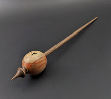 Load image into Gallery viewer, Egg bead spindle in flame box elder and walnut