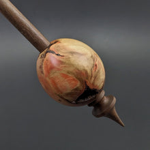 Load image into Gallery viewer, Egg bead spindle in flame box elder and walnut