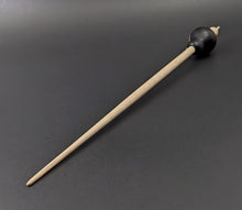 Load image into Gallery viewer, Bird bead spindle in frogwood, holly, and curly maple