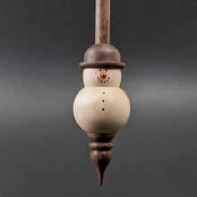 Load image into Gallery viewer, Snowman support spindle in curly maple and walnut