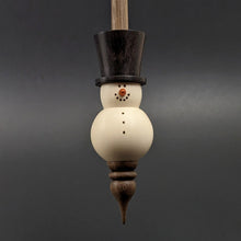 Load image into Gallery viewer, Snowman support spindle in holly, African blackwood, and walnut