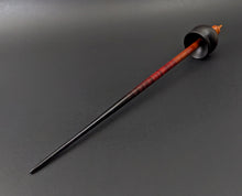 Load image into Gallery viewer, Cauldron spindle in African blackwood and hand dyed curly maple