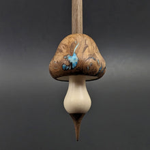 Load image into Gallery viewer, Mushroom support spindle in eucalyptus burl, holly, and walnut with turquoise inlay